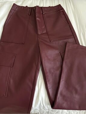 Wayf Wine Leather Pants